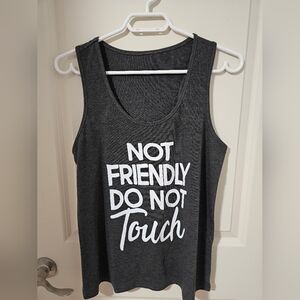Gray Sleeveless Top with Bold Pr